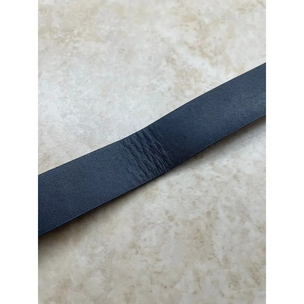 Belt Michael Michael Kors L-XL MK Logo Black Leather Rhinestone Buckle 1” approx